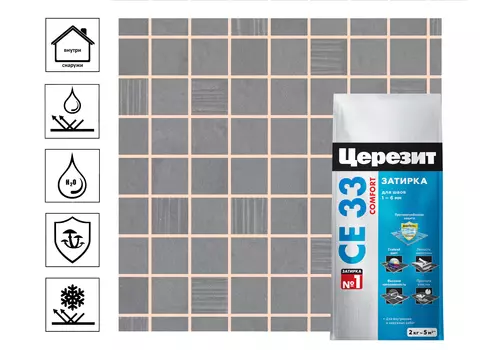 Затирка для узких швов Церезит CE 33 2кг, роса