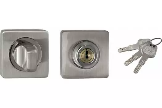 Завертка квад. РЕНЦ, никель мат./никель бл. с ключом