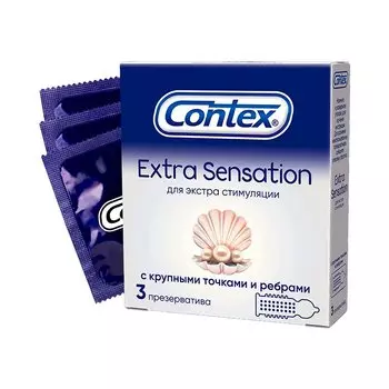 Contex Extra Sensation Презервативы с крупными точками и ребрами 3 шт