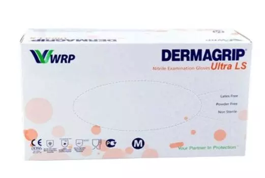 Дермагрип Ультра ЛС Перчатки нитриловые нестерильные неопудренные р-р М 2 шт