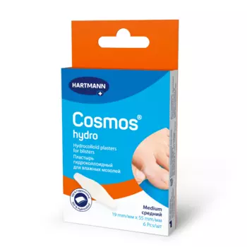 Cosmos Hydro Пластырь от влажных мозолей 1,9 см х 5,5 см 6 шт