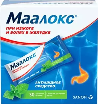 Маалокс суспензия для приема внутрь Мята 15 мл 30 шт