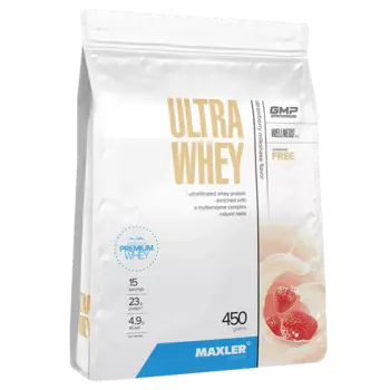 Maxler Ultra Whey Белковая сыворотка порошок Клубничный коктейль 450 г