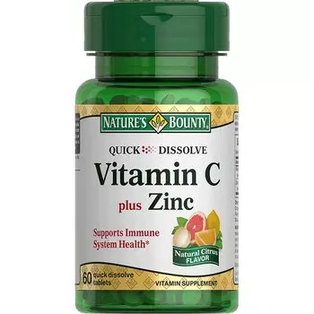 Nature's Bounty Витамин С плюс цинк таблетки для рассасывания 60 шт