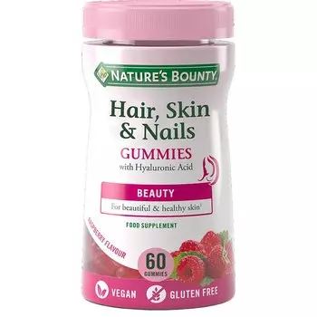 Nature's Bounty Волосы кожа ногти жевательные пастилки-гаммис без сахара Малина 60 шт