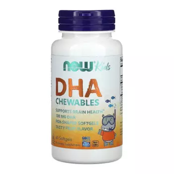 NOW Kids ДГК Докозагексаеновая кислота 100 мг мягкие капсулы для детей 60 шт