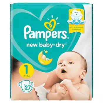 Pampers New Baby-dry Подгузники детские размер 1 2-5 кг 27 шт