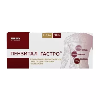 Пензитал Гастро 212,5 мг таблетки 20 шт