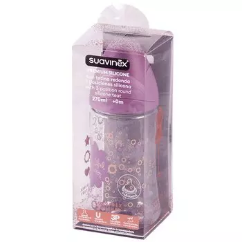Suavinex Couture Бутылочка с силиконовой соской Фиолетовая 0+ 270 мл