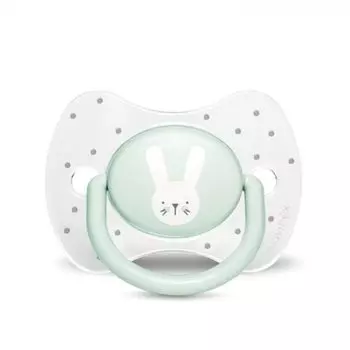 Совинекс Премиум Хюьгге Бэби Пустышка физиологическая с круглой силик.соской с 18мес.Зеленый зайка