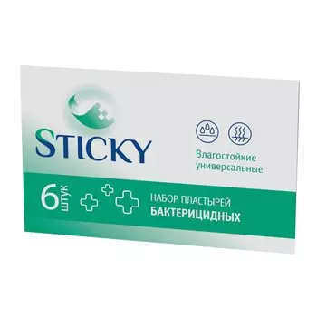 Sticky Пластырь бактерицидный влагостойкий 1,9 см х 7,2 см 6 шт