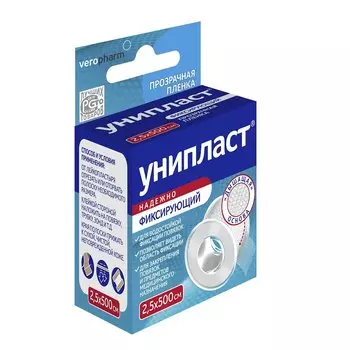 Унипласт Лейкопластырь фиксирующий на основе прозрачной пленки 2,5 см х 500 см 1 шт