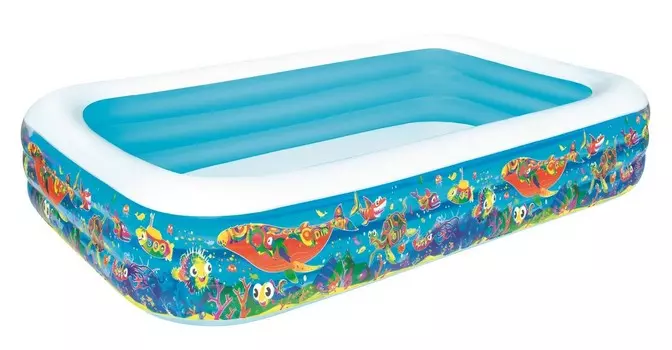 Детский надувной бассейн, прямоугольный 305х183х56см Bestway Подводный мир 54121