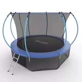 Батут с внутренней сеткой и лестницей EVO Jump Internal 12ft+ нижняя сеть, синий