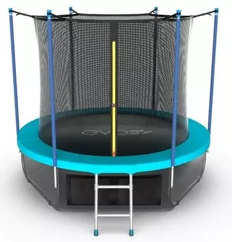 Батут с внутренней сеткой и лестницей EVO Jump Internal 8ft + нижняя сеть, морская волна (Wave)