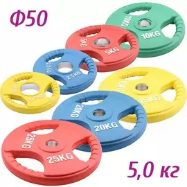 Блин обрезиненный d50 мм, 5 кг HKPL116-COLOR-d50 красный