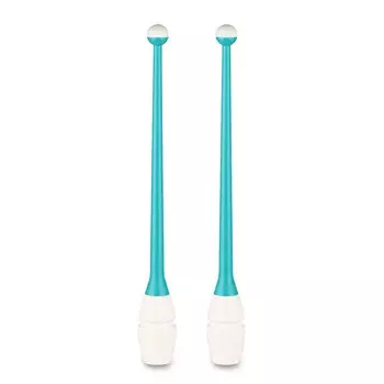 Булавы для художественной гимнастики Indigo 36 см, пластик, каучук, 2шт IN017-BW бирюзовый-белый