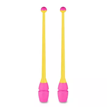 Булавы для художественной гимнастики Indigo 36 см, пластик, каучук, 2шт IN017-YP желтый-розовый