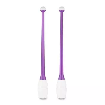 Булавы для художественной гимнастики Indigo 41 см, пластик, каучук, 2шт IN018-VW фиолетовый-белый