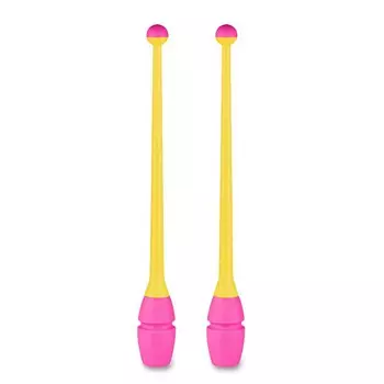 Булавы для художественной гимнастики Indigo 41 см, пластик, каучук, 2шт IN018-YP желтый-розовый
