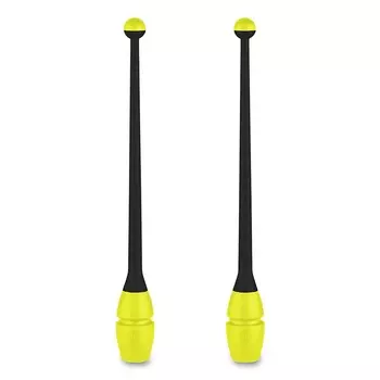 Булавы для художественной гимнастики Indigo 41 см, пластик, каучук, 2шт IN018-BKL черный-лаймовый