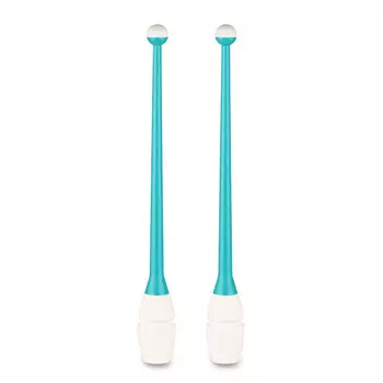Булавы для художественной гимнастики Indigo 41 см, пластик, каучук, 2шт IN018-BW бирюзовый-белый