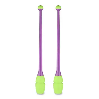 Булавы для художественной гимнастики Indigo 41 см, пластик, каучук, 2шт IN018-VLG фиолетовый-салатовый