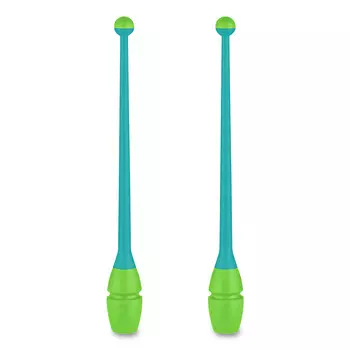 Булавы для художественной гимнастики Indigo IN018-BLG, 41 см, пластик, каучук, в компл. 2шт, бирюз-салатовый