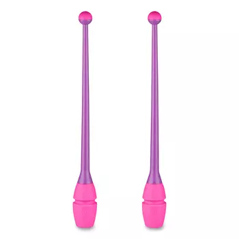 Булавы для художественной гимнастики Indigo IN018-VP, 41 см, пластик, каучук, в компл. 2шт, фиолет-розовый