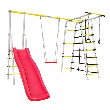 Дачный комплекс Богатырь + ФАНЕРНЫЕ качели Romana 103.07.04 белый\желтый