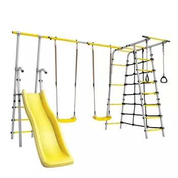 Дачный комплекс Romana Богатырь Плюс 2 + ПЛАСТИКОВЫЕ качели 103.12.06 серый\жёлтый