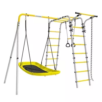 Дачный комплекс Romana Весёлая лужайка-2 + ЛОДКА качели R 103.25.04 серый\жёлтый