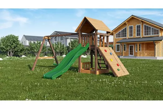 Детская площадка Лес Чудес Удачная 3 ЛЧ-УД-3-ЗО золотой тик - орех