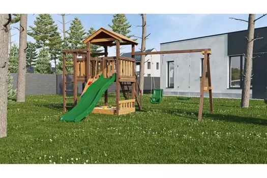 Детская площадка Лес Чудес Удачная 6 ЛЧ-УД-6-ЗО золотой тик - орех