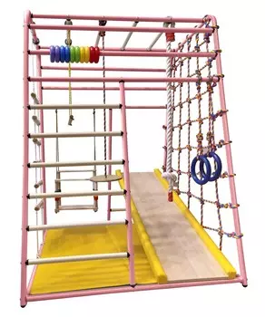 Детский спортивный комплекс Вертикаль Веселый Малыш NEXT горка мягкий бортик, розовый