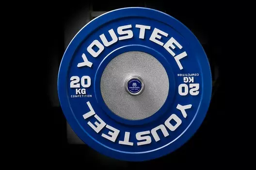 Диск 20кг каучуковый соревновательный YouSteel синий