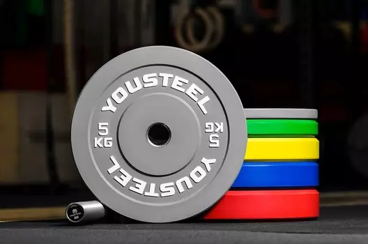 Диск 5кг, каучуковый, тренировочный, серый YouSteel