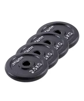 Диск чугунный 2,5 кг Star Fit d26 мм BB-204 черный, 4 шт