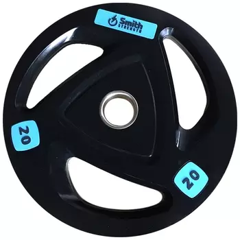 Диск для штанги, c 3-м хватом, обрезиненный, d51 мм 20кг Smith Strength WP085-20