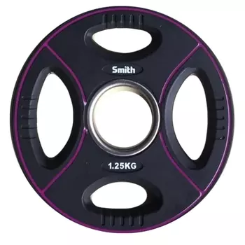 Диск для штанги, полиуретановый, d51мм 1,25кг Smith Strength PUWP12-1,25 черный с цветными линиями