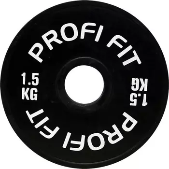 Диск для штанги Profi-Fit каучуковый, черный, d-51 1,5кг