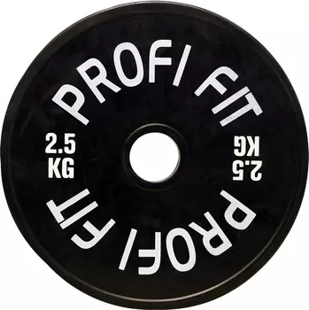 Диск для штанги Profi-Fit каучуковый, черный, d-51 2,5кг