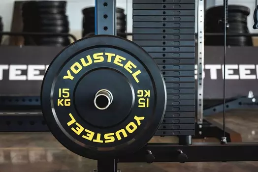 Диск каучуковый для штанги YouSteel тренировочный черный 15кг