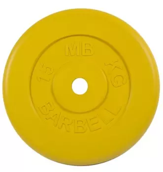 Диск обрезиненный d26мм MB Barbell MB-PltC26-15 15 кг желтый