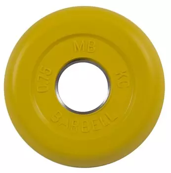 Диск обрезиненный d31мм MB Barbell MB-PltC31-0,75 0,75 кг желтый
