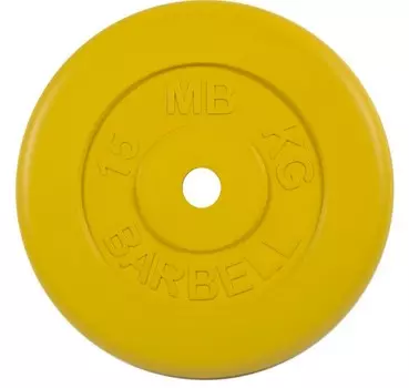 Диск обрезиненный d31мм MB Barbell MB-PltC31-15 15 кг желтый