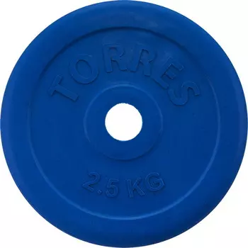 Диск обрезиненный Torres 2,5 кг PL50392 D25 мм, синий