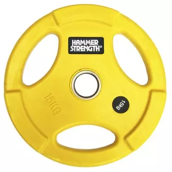 Диск олимпийский цветной обрезиненный с 3-мя хватами d51мм Hammer WP074 15кг желтый