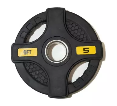 Диск олимпийский обрезиненный Original Fit.Tools с двумя хватами 5 кг FT-2HGP-5 черный