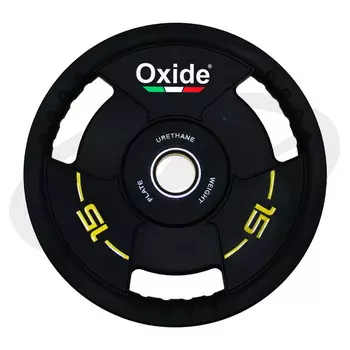 Диск олимпийский Oxide Fitness OWP02 D50мм полиуретановый, с 3-мя хватами, черный 15кг
